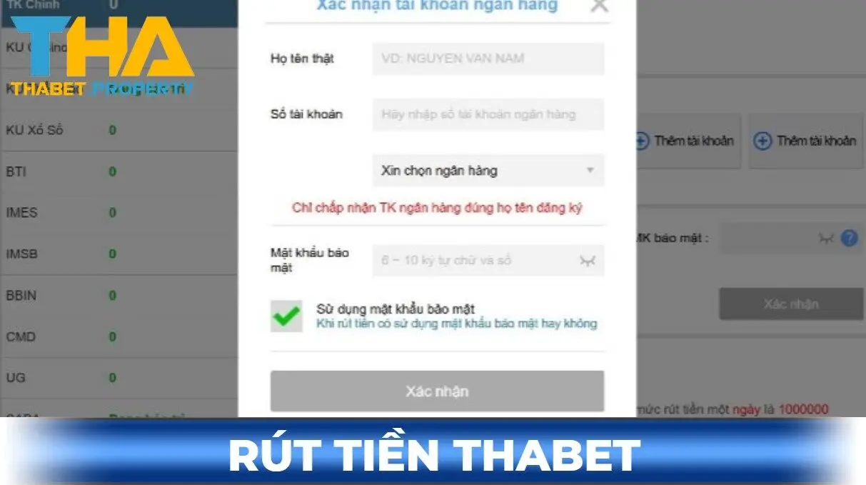 Rút tiền thabet